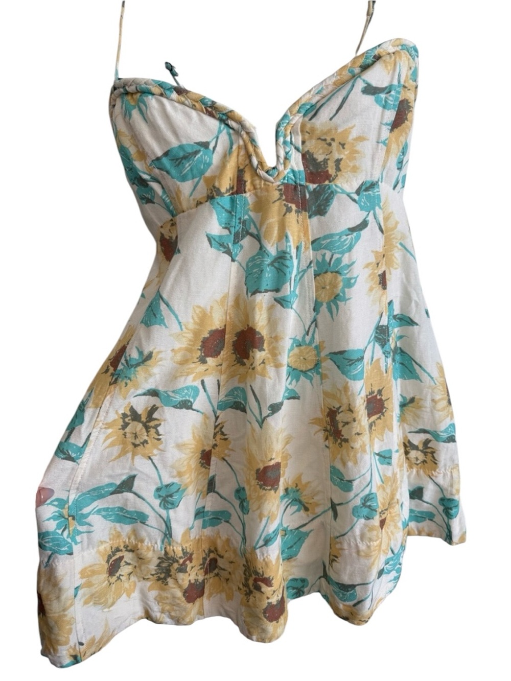 Free People Altura Printed Mini Dress Pale Sunflower Combo XL - Picture 3 of 13